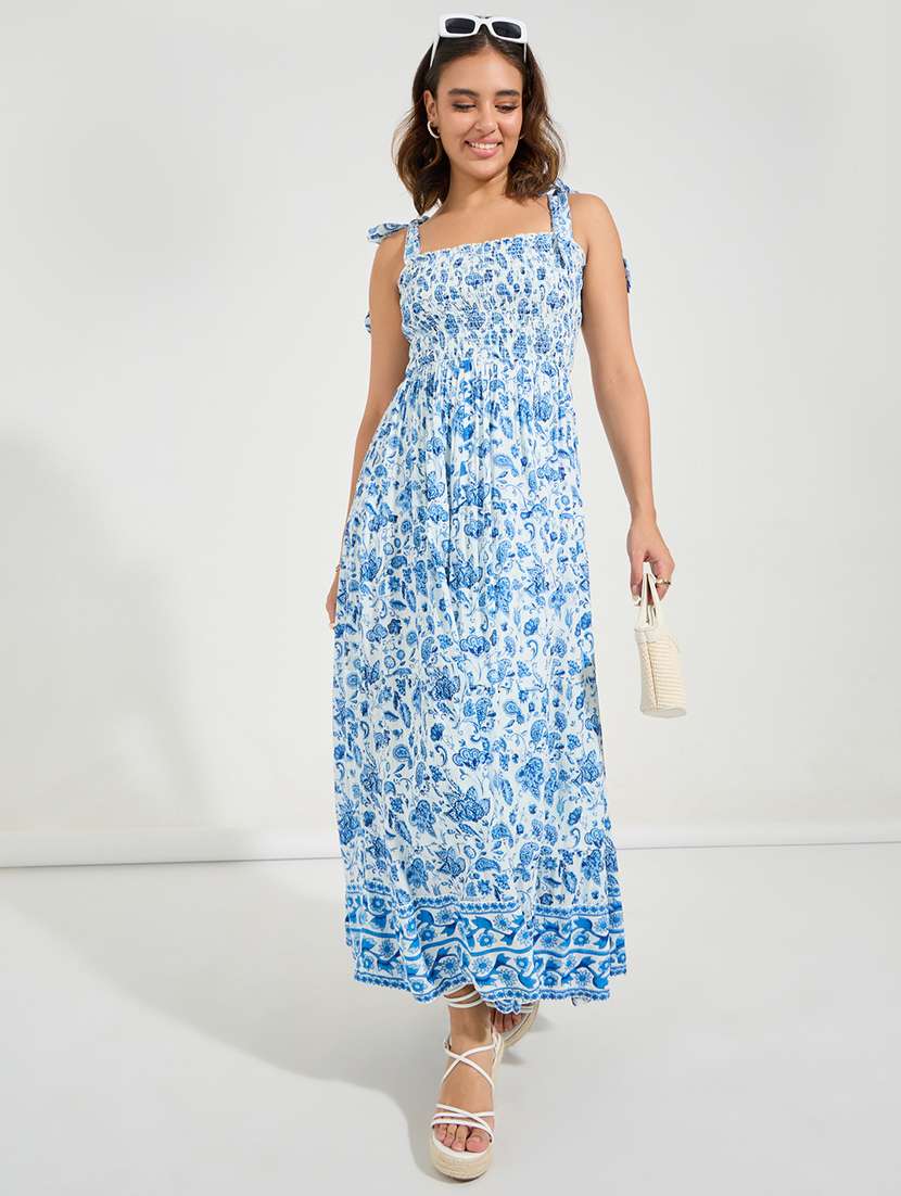 women white cotton fit & flare dress