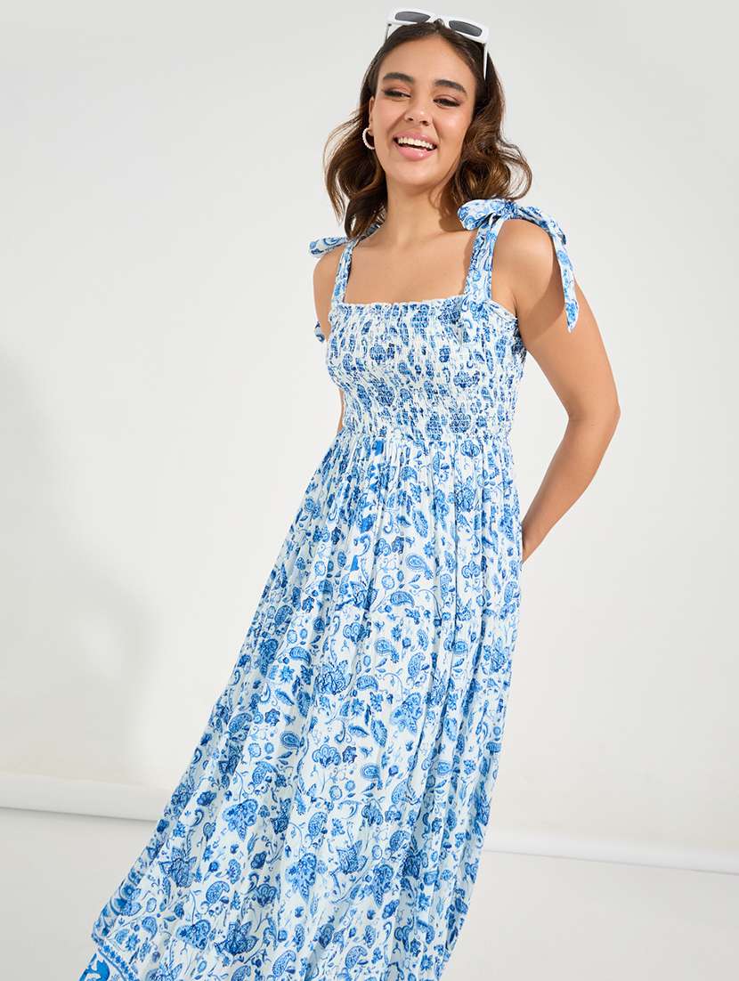 women white cotton fit & flare dress - 21494331 -  Standard Image - 3