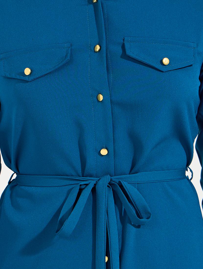women teal polyester shirt dress - 21494334 - Standard Image - 5