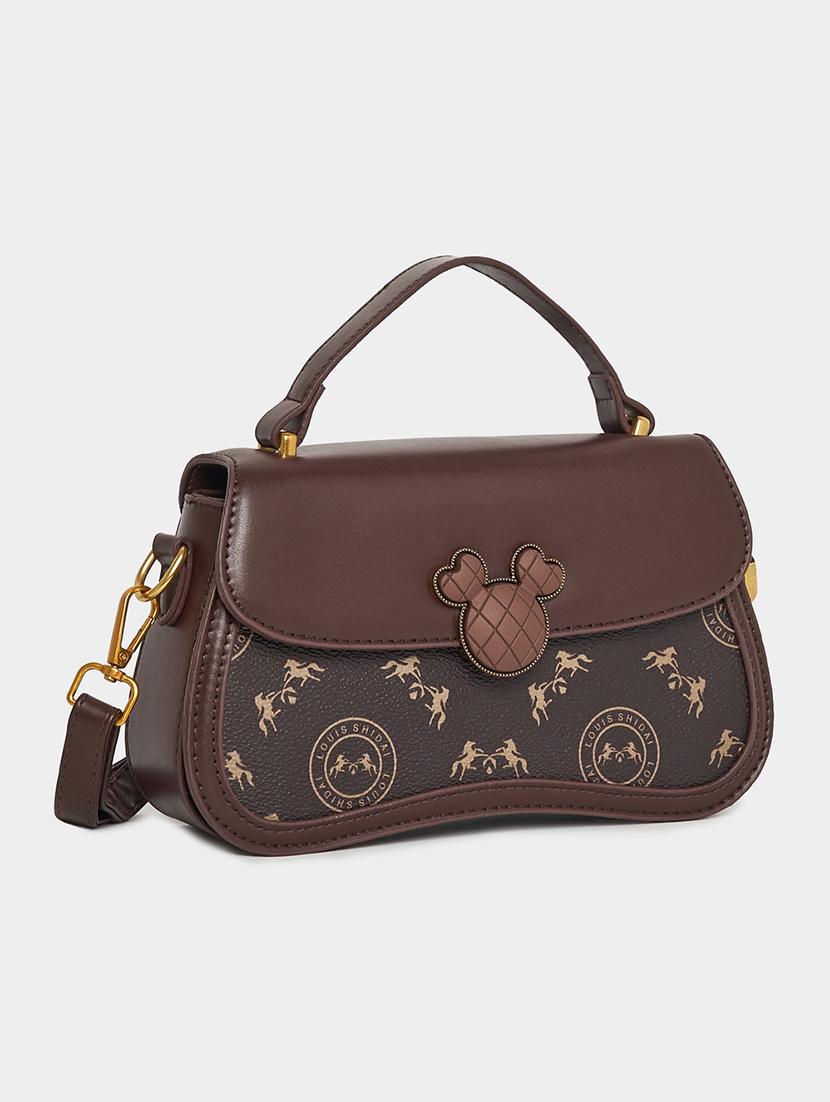 women brown pu handbag