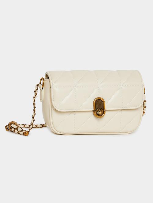 women off white pu handbag - 21494372 - Standard Image - 0