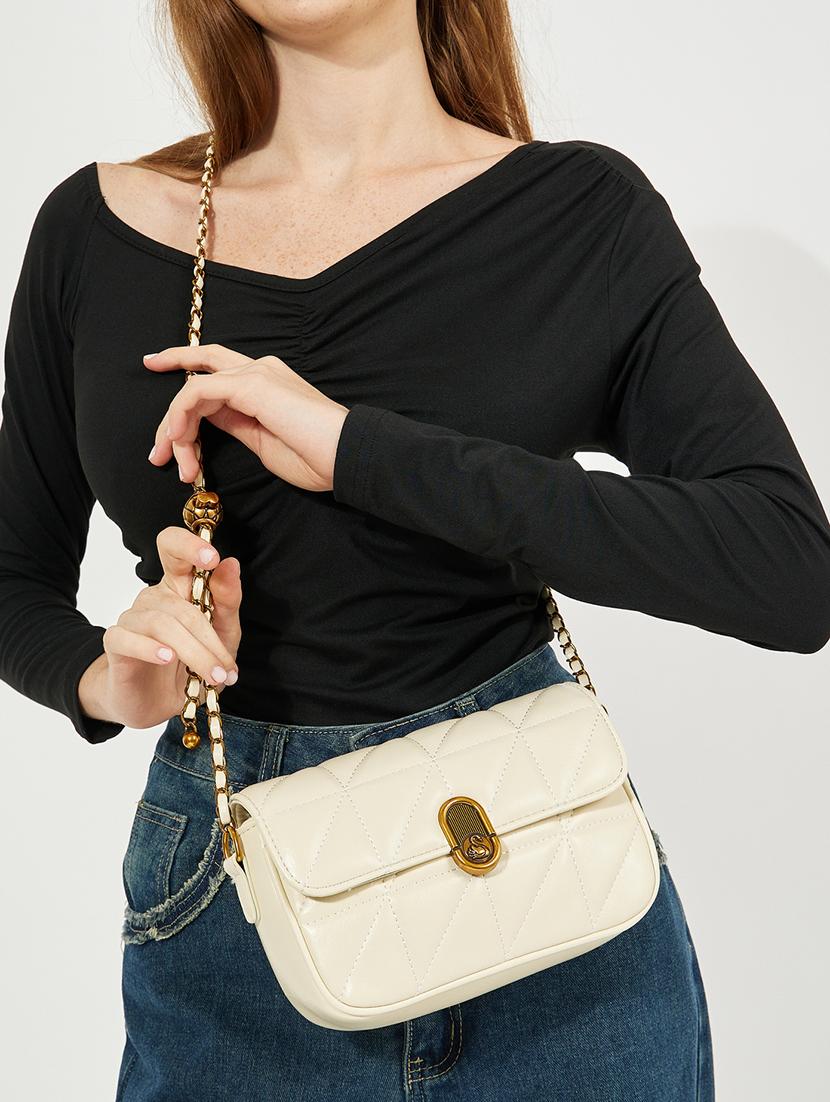 women off white pu handbag - 21494372 - Standard Image - 5