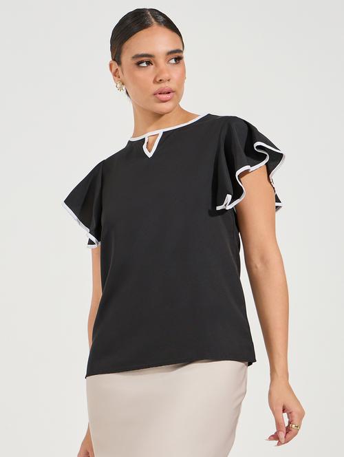women black polyester regular top - 21494405 - Standard Image - 0