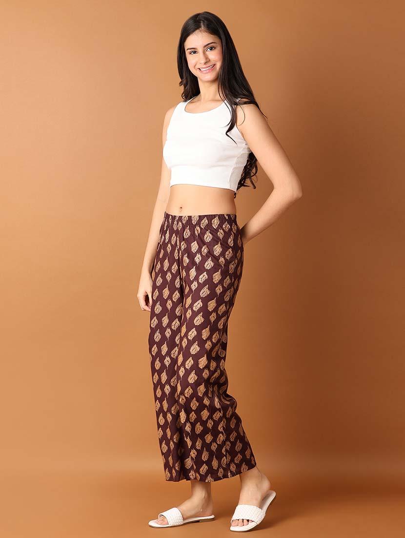 women brown printed palazzo - 21494467 - Standard Image - 3