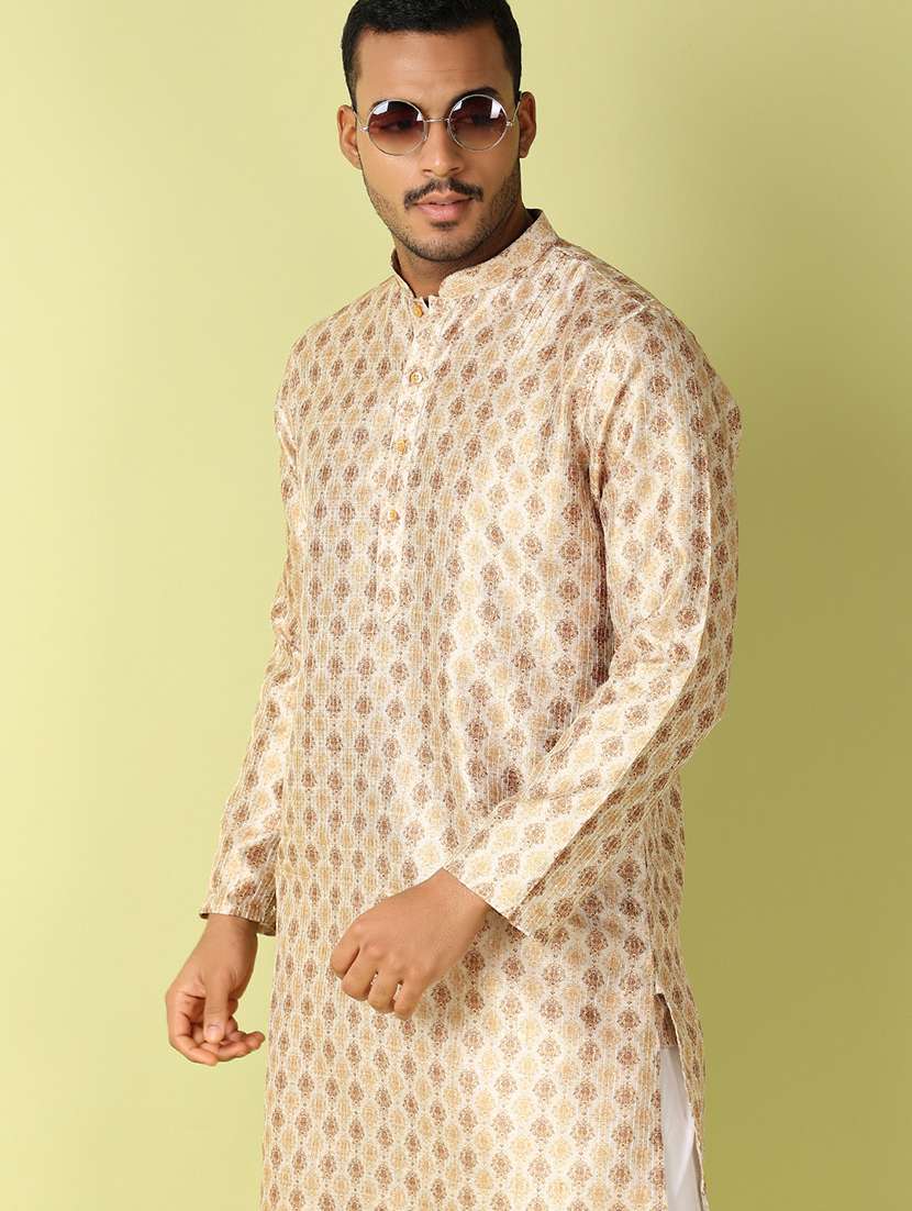 men printed detailed kurta & pyjama set - 21494473 -  Standard Image - 3