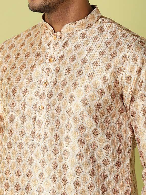 men printed detailed kurta & pyjama set - 21494473 -  Standard Image - 5