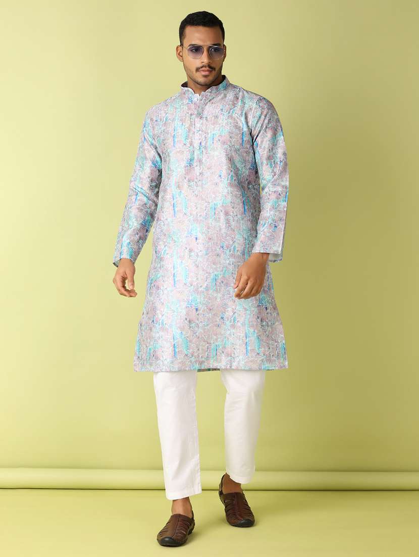 men printed detailed kurta & pyjama set - 21494476 - Zoom Image - 0