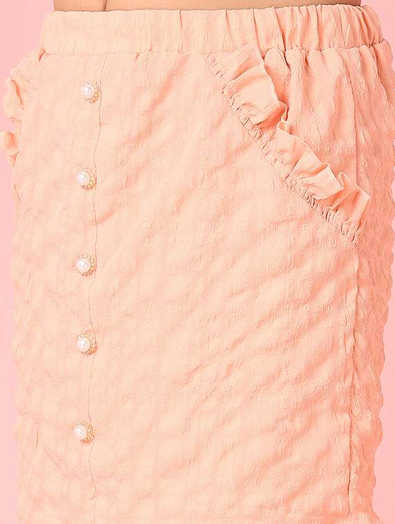 girls peach solid a-line skirt - 21494479 -  Standard Image - 5
