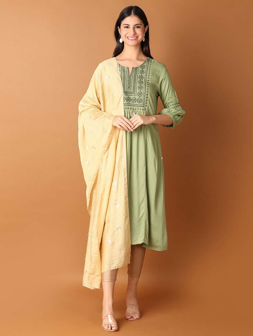 women gold embroidered dupatta