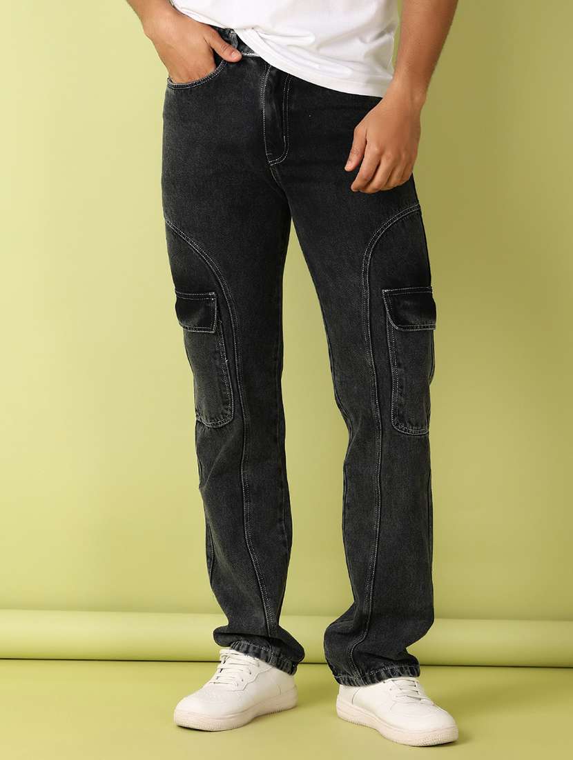 men mid rise solid cargo