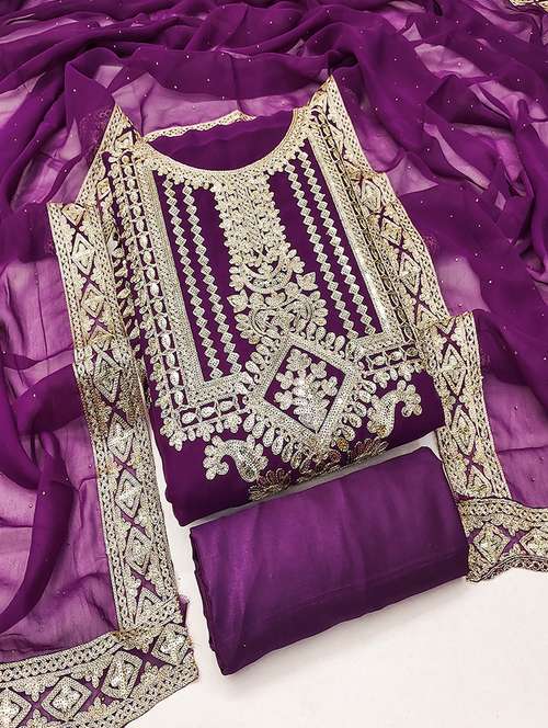 women embroidered unstitched suit set - 21494625 -  Standard Image - 0