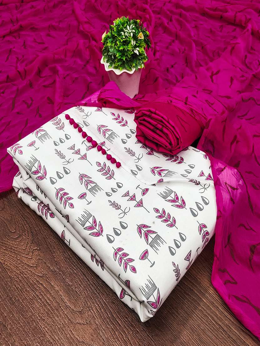 women white printed unstitched suits