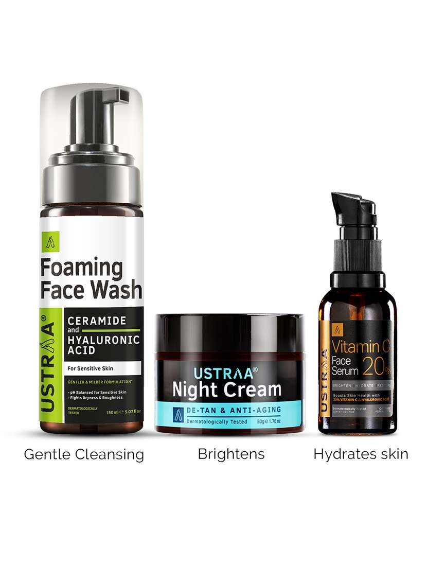 pack of 3 foaming face wash for sensitive skin night cream vitamin c face serum - 21494662 - Zoom Image - 0
