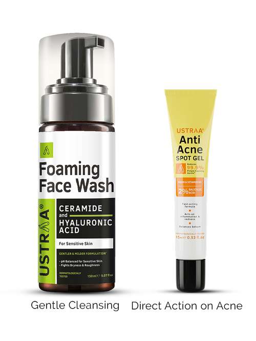 pack of 2 foaming face wash for sensitive skin & anti-acne spot gel - 21494663 - Standard Image - 0