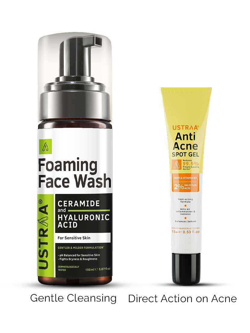 pack of 2 foaming face wash for sensitive skin & anti-acne spot gel - 21494663 - Zoom Image - 0