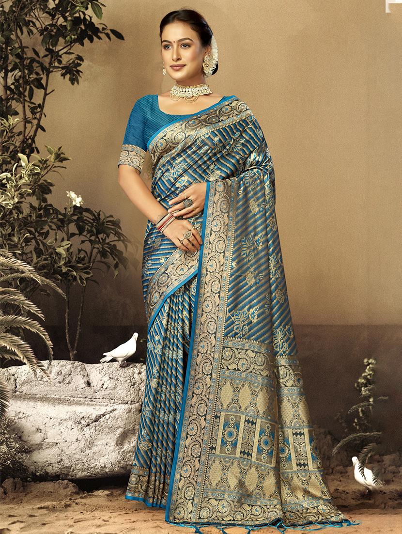 women self design banarasi saree with blouse