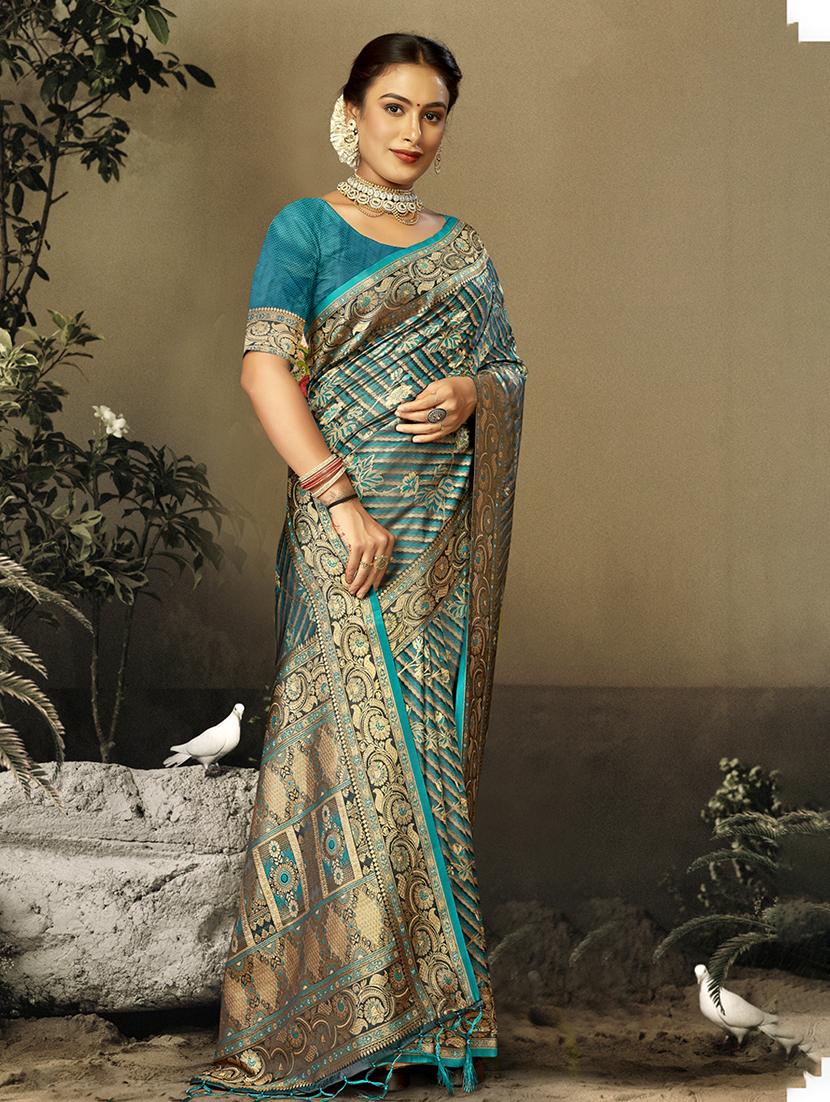 women self design banarasi saree with blouse