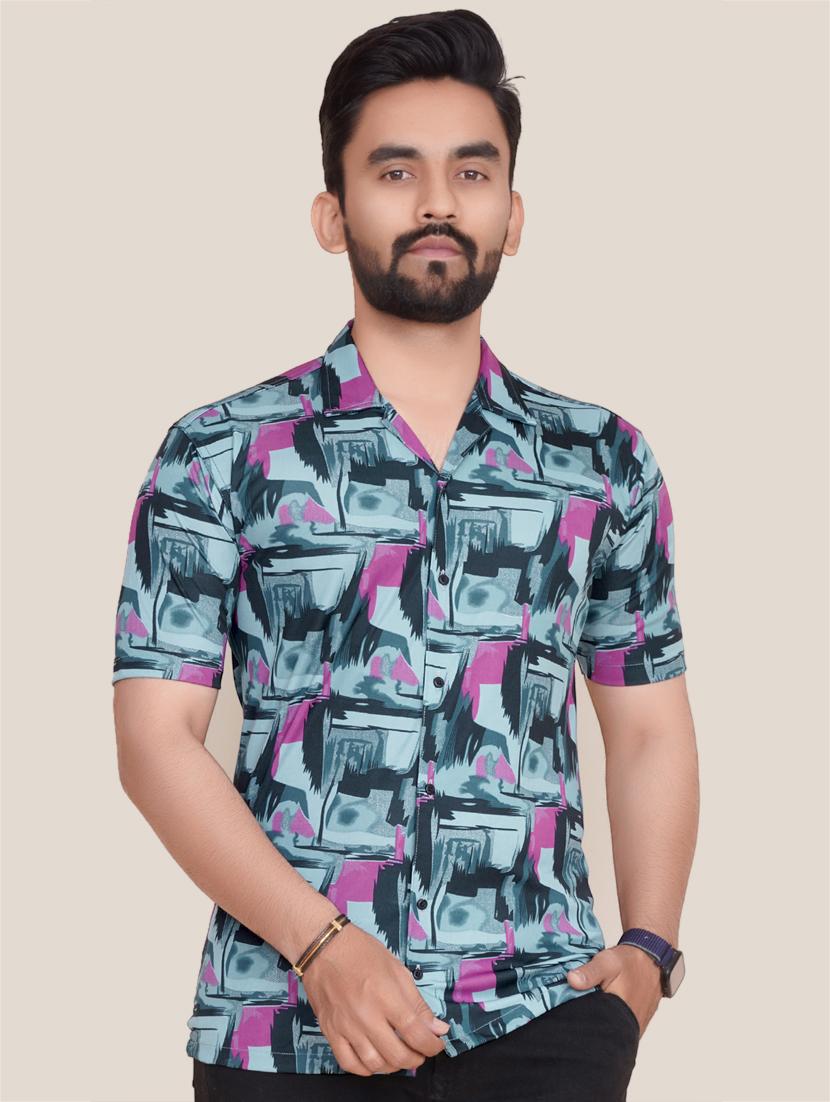 men printed short sleeve casual shirt - 21495053 - Zoom Image - 0
