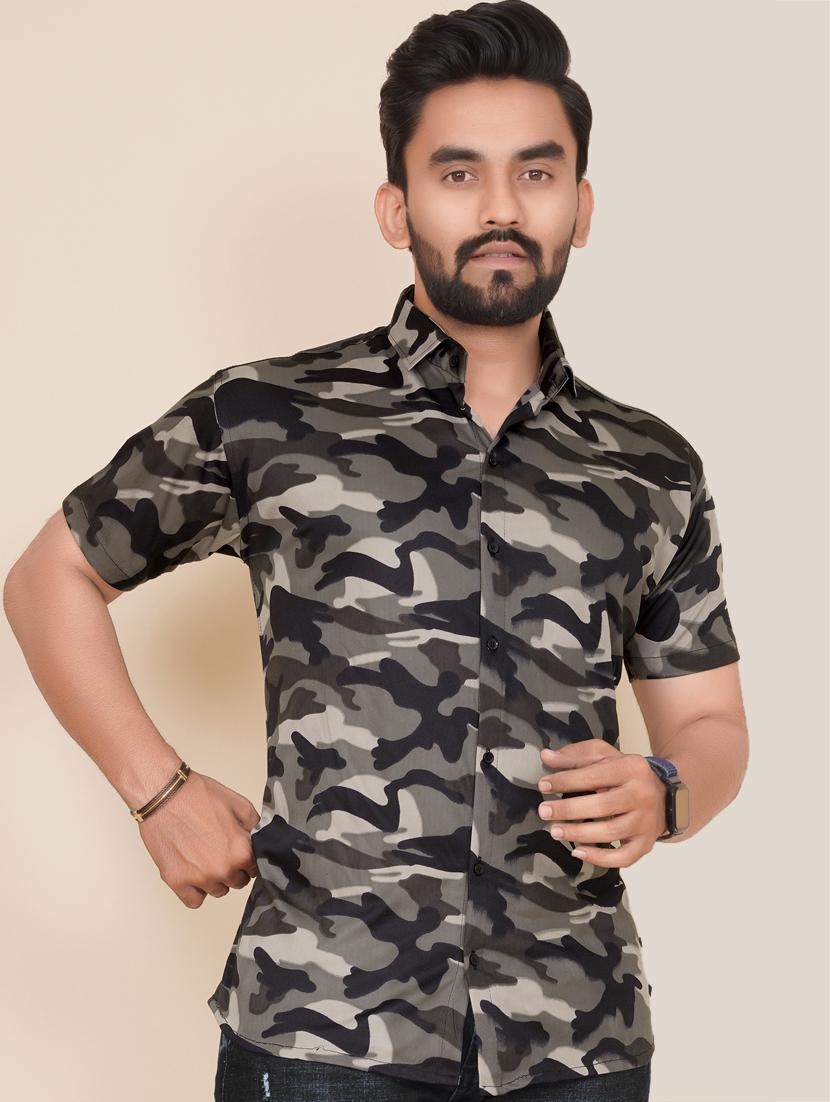 men camouflage short sleeve casual shirt - 21495060 -  Zoom Image - 0