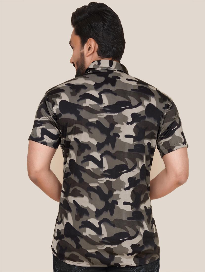 men camouflage short sleeve casual shirt - 21495060 - Standard Image - 3