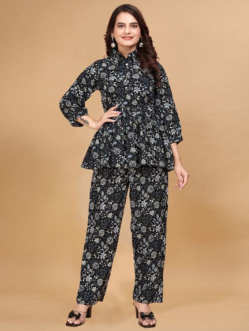 women black floral printed co-ord set - 21495069 -  Standard Image - 0