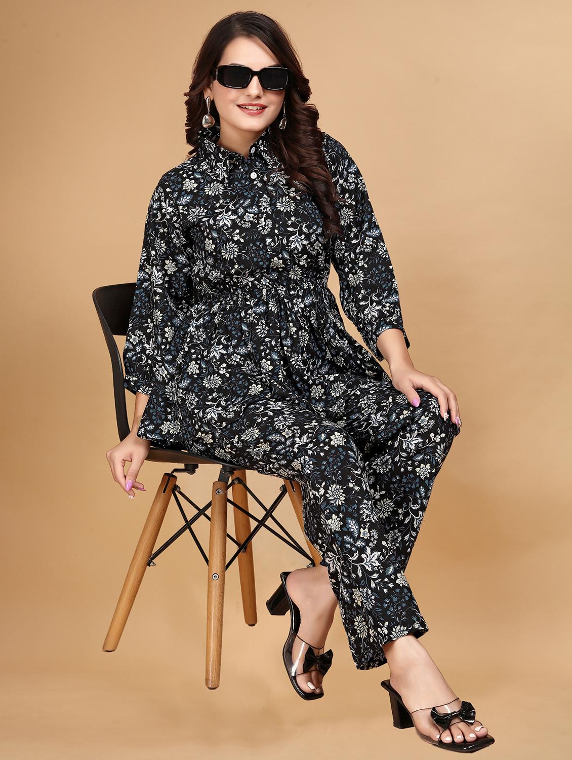 women black floral printed co-ord set - 21495069 - Standard Image - 3