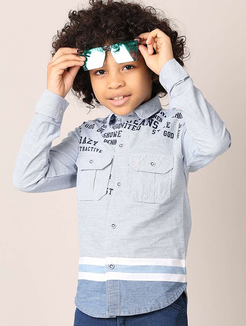 boys printed long sleeves shirt & jeans set - 21495220 - Standard Image - 3