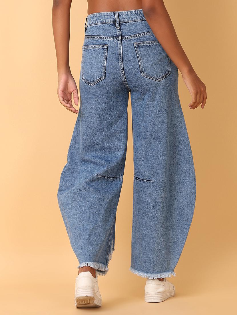 women solid mid rise baggy jean - 21495234 - Standard Image - 3
