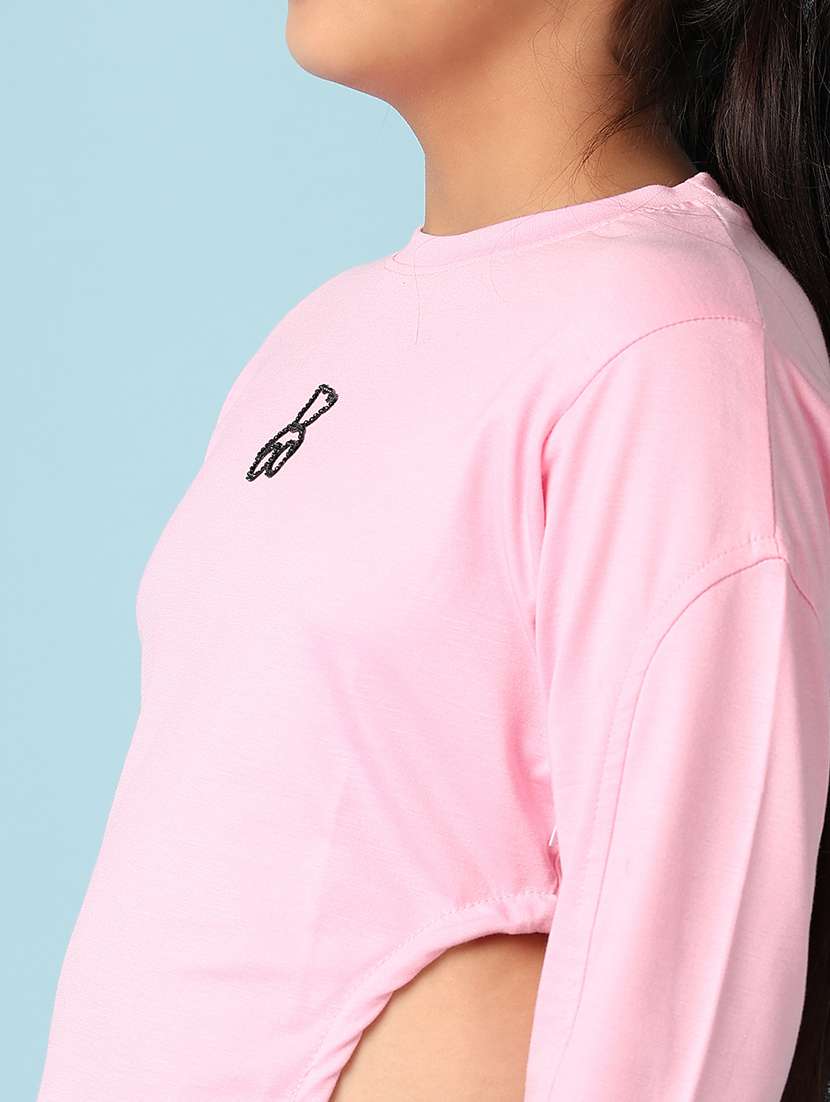 girls chest printed side cut detailed long sleeves tee - 21495235 -  Standard Image - 5