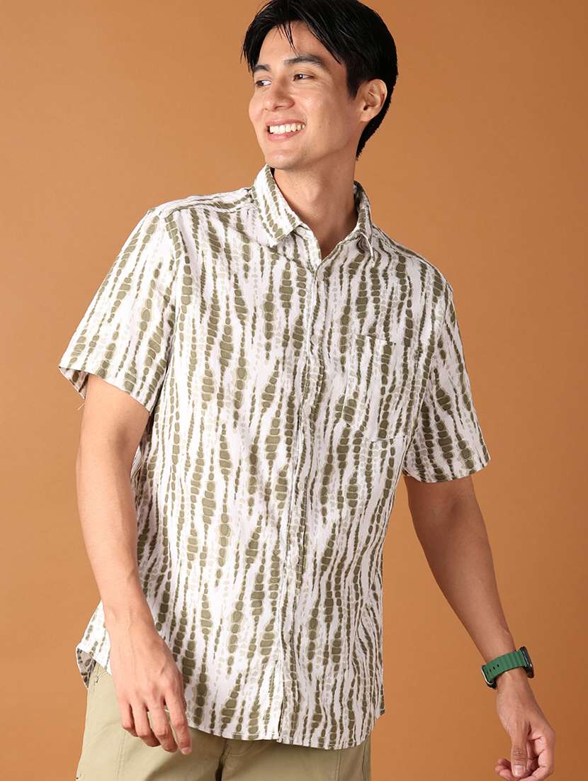 men collared tie & dye casual shirt - 21495270 -  Standard Image - 3