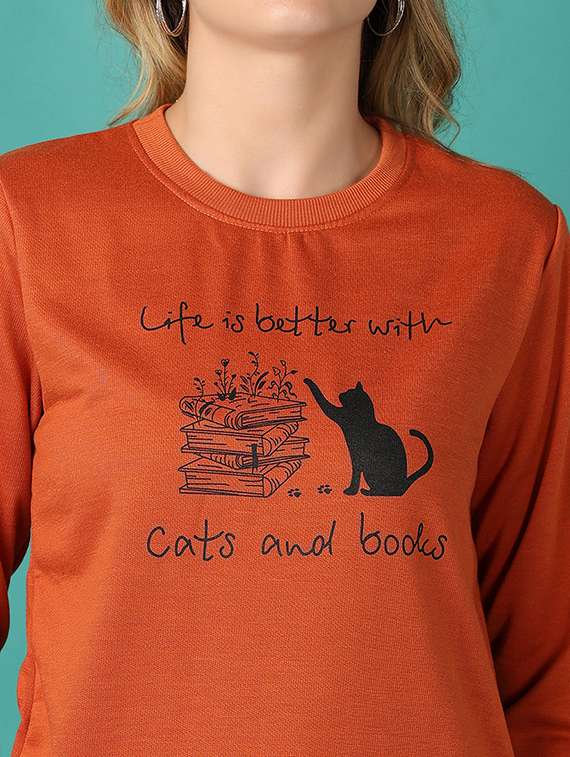 women front print long sleeves sweatshirt - 21495275 -  Standard Image - 5