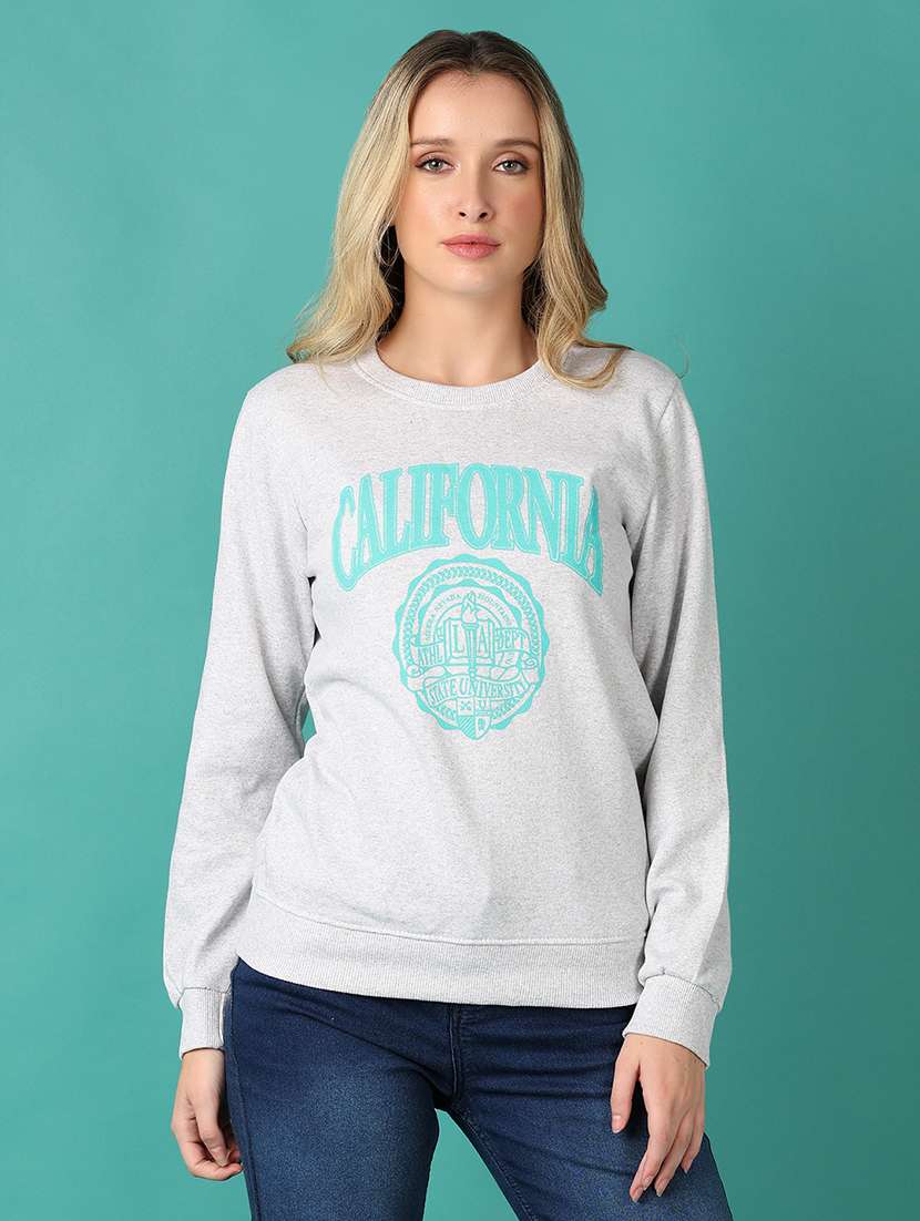 women front print long sleeves sweatshirt