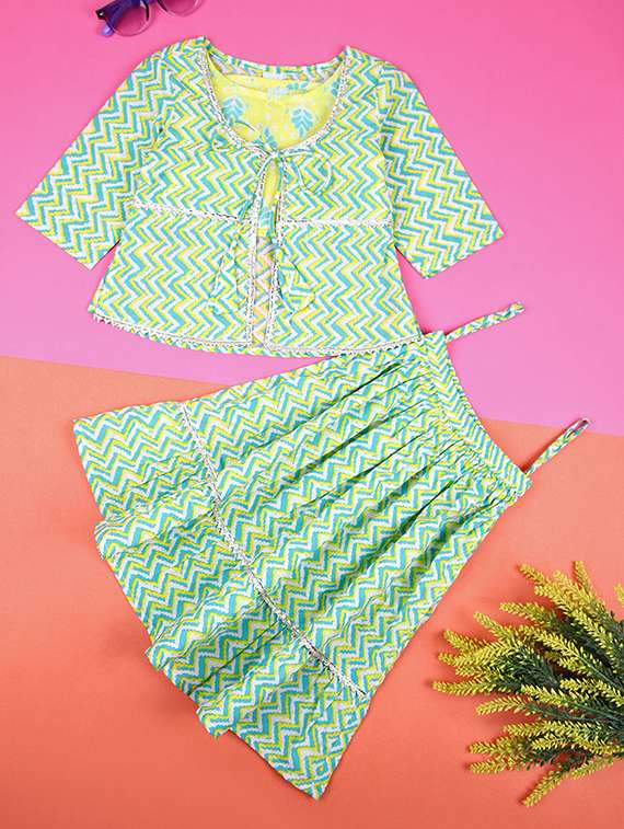 girls chevron printed skirt top set - 21495300 - Zoom Image - 0