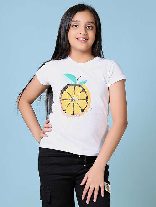 girls front print cotton tee - 21495322 -  Standard Image - 0