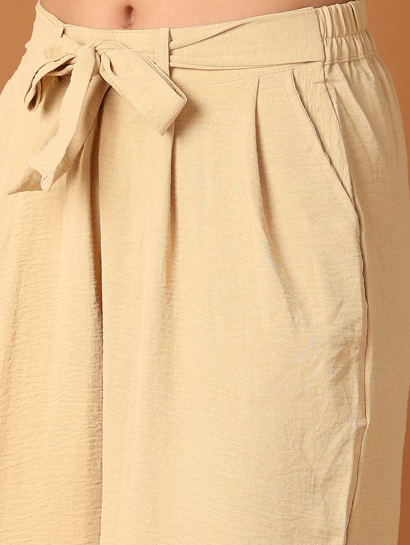 women beige solid capri - 21495386 -  Standard Image - 5