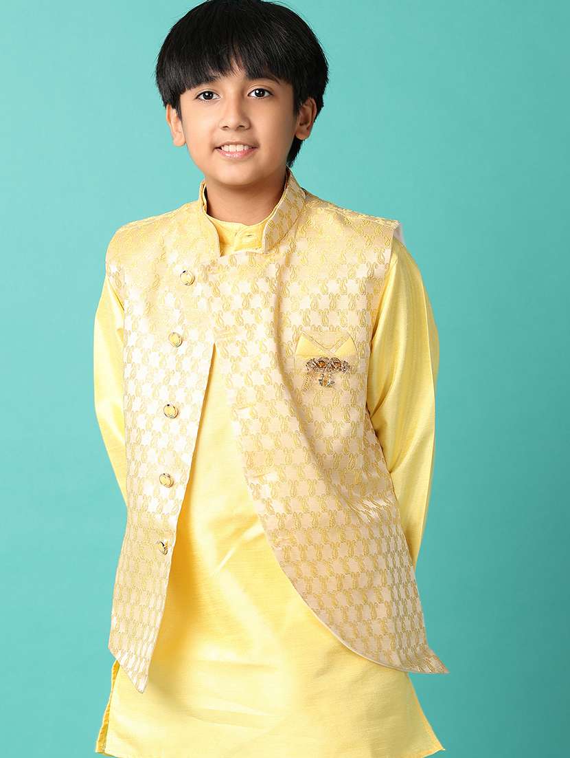 boys self design kurta set with jacket - 21495399 -  Standard Image - 3