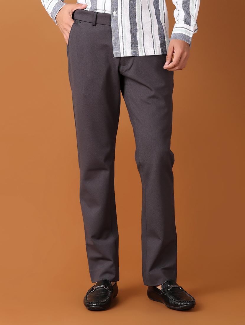 men solid flat front slim fit trouser - 21495432 - Standard Image - 3