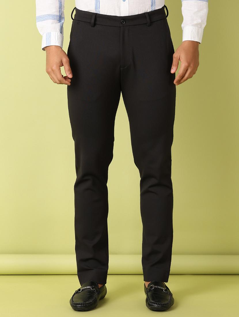 men black solid chinos casual trouser - 21495434 - Standard Image - 3