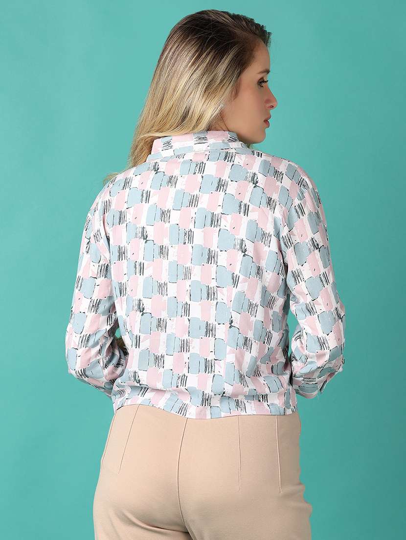 women white printed long sleeve shirt - 21495437 -  Standard Image - 3