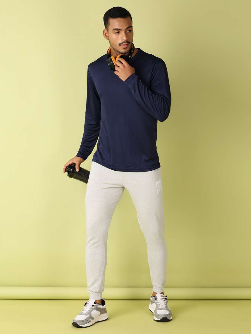 men navy blue solid long sleeve t-shirt - 21495446 -  Standard Image - 3