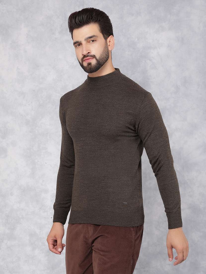 men brown acrylic pullover