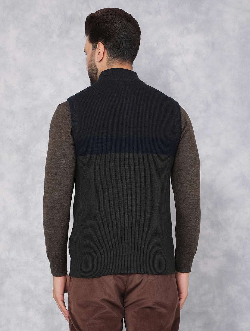men olive self design cardigan - 21495824 - Standard Image - 3