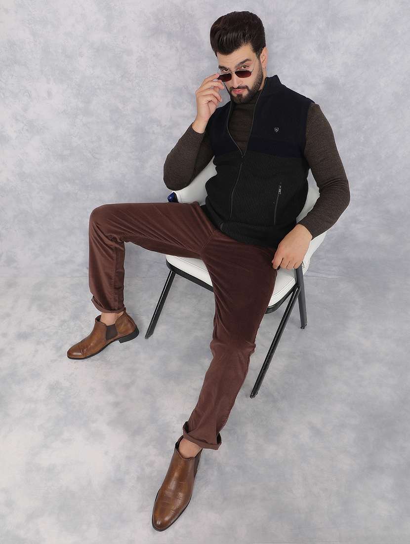 men olive self design cardigan - 21495824 - Standard Image - 5