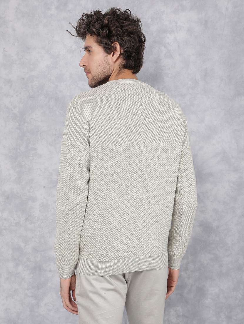 Men Green Self Design Polyester Pullover - 21495828 -  Standard Image - 3