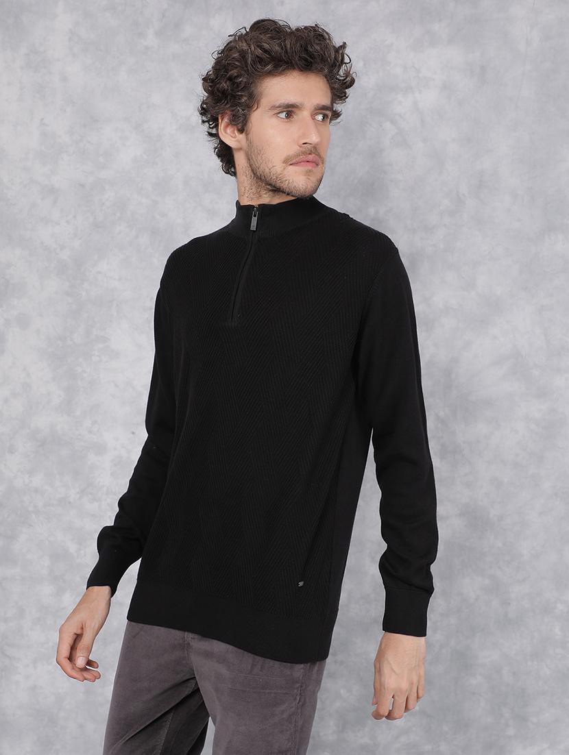 men self design mock neck pullover - 21495831 - Zoom Image - 0