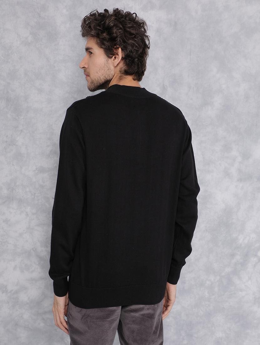 men self design mock neck pullover - 21495831 - Standard Image - 3
