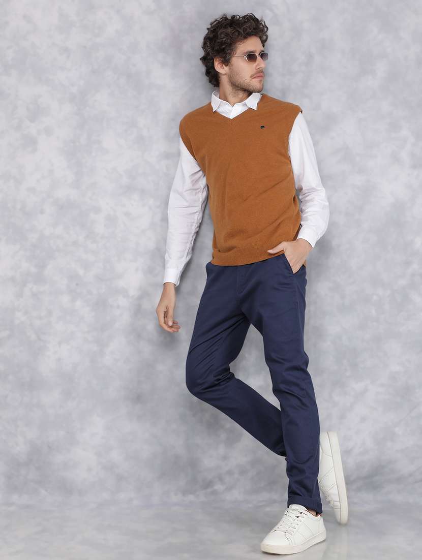 men solid brown cotton pullover - 21495837 -  Standard Image - 5