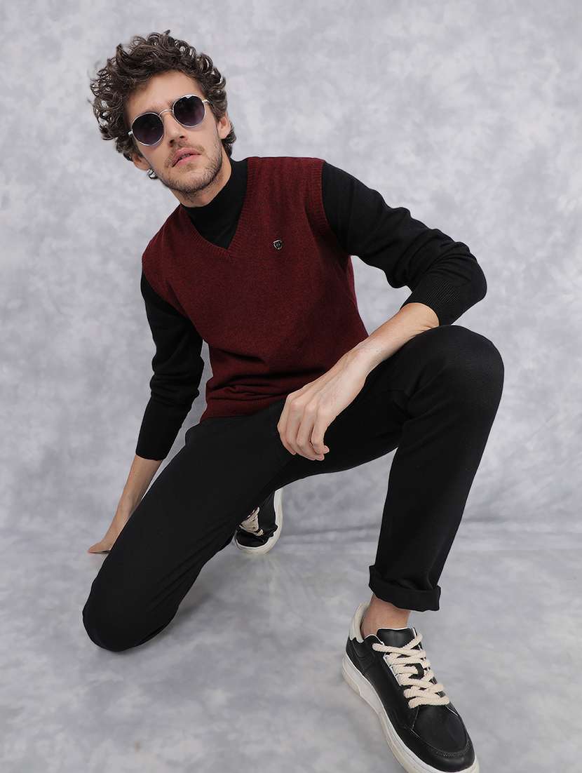 men solid maroon cotton pullover - 21495838 -  Standard Image - 5