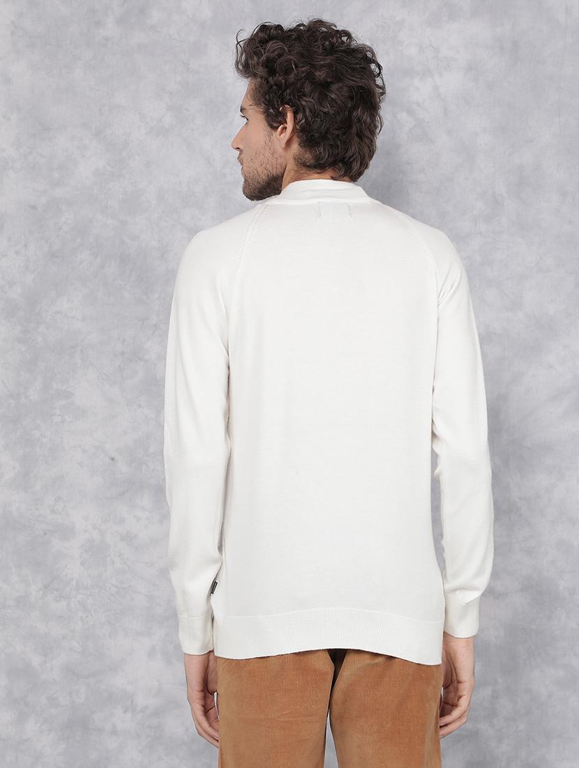 men solid white viscose pullover - 21495850 - Standard Image - 3