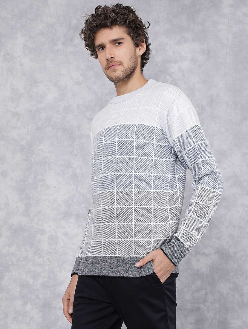 men checkered long sleeve pullover